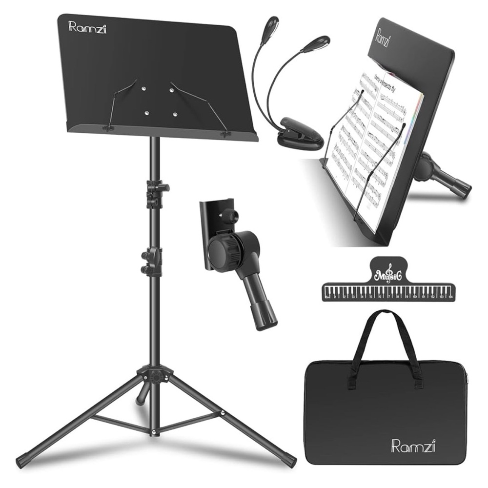 Black Music Stand with Accessories